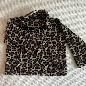 J.Crew Womens Cheetah Print Vintage Fleece Pullover XXL